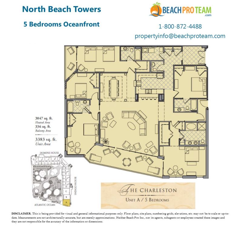 North Beach Towers Floor Plan - The Charleston 5 Bedroom Oceanfront Corner